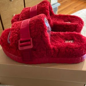 UGG Fluffita Sheepskin Slippers in Ribbon Red